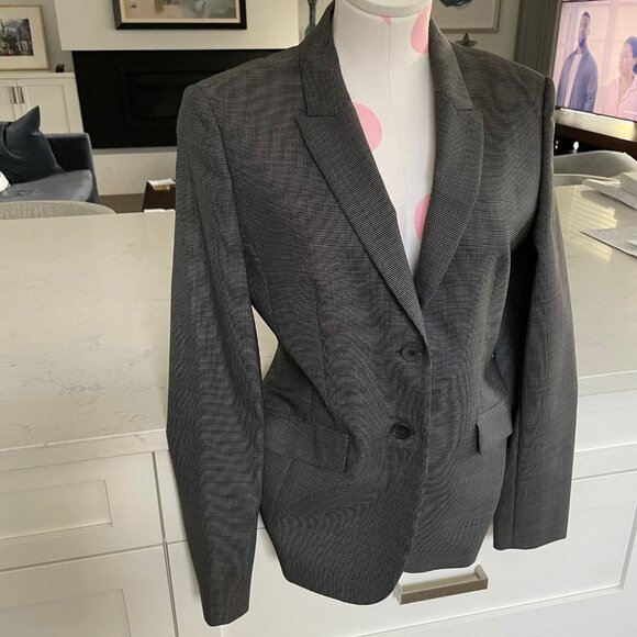 Hugo Boss Julea1 2 Button Notch Collar Virgin Wool Lined Blazer Grey + Blk Sz 6 - Picture 3 of 13